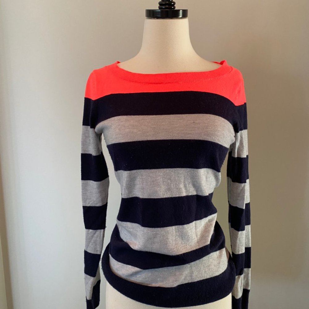 GAP Color Block Pop Neon Coral Sweater